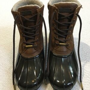 Michael Kors Womens Brown Suede Rubber Duck Boots with Shearling Lining Size 8